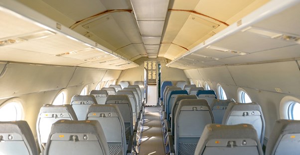 an interior of a plane on a cheap flight