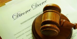 a divorce decree on a court desk