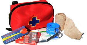 an example of first aid kits with contents laid out