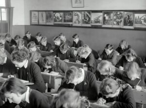 children study in a classroom